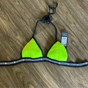 NWT GlideSoul Neon Yellow and Black Triangle Bikini Top Only Size Medium